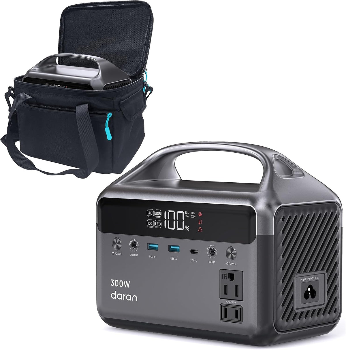 DARAN Portable Power Station 89.6Wh LiFePO4 Battery 100W(200W Peak) Solar Power Bank, Portable Charger Small Generator with AC Outlets & PD Fast Charging for Home/Laptop/Camping(Solar Panel Optional)