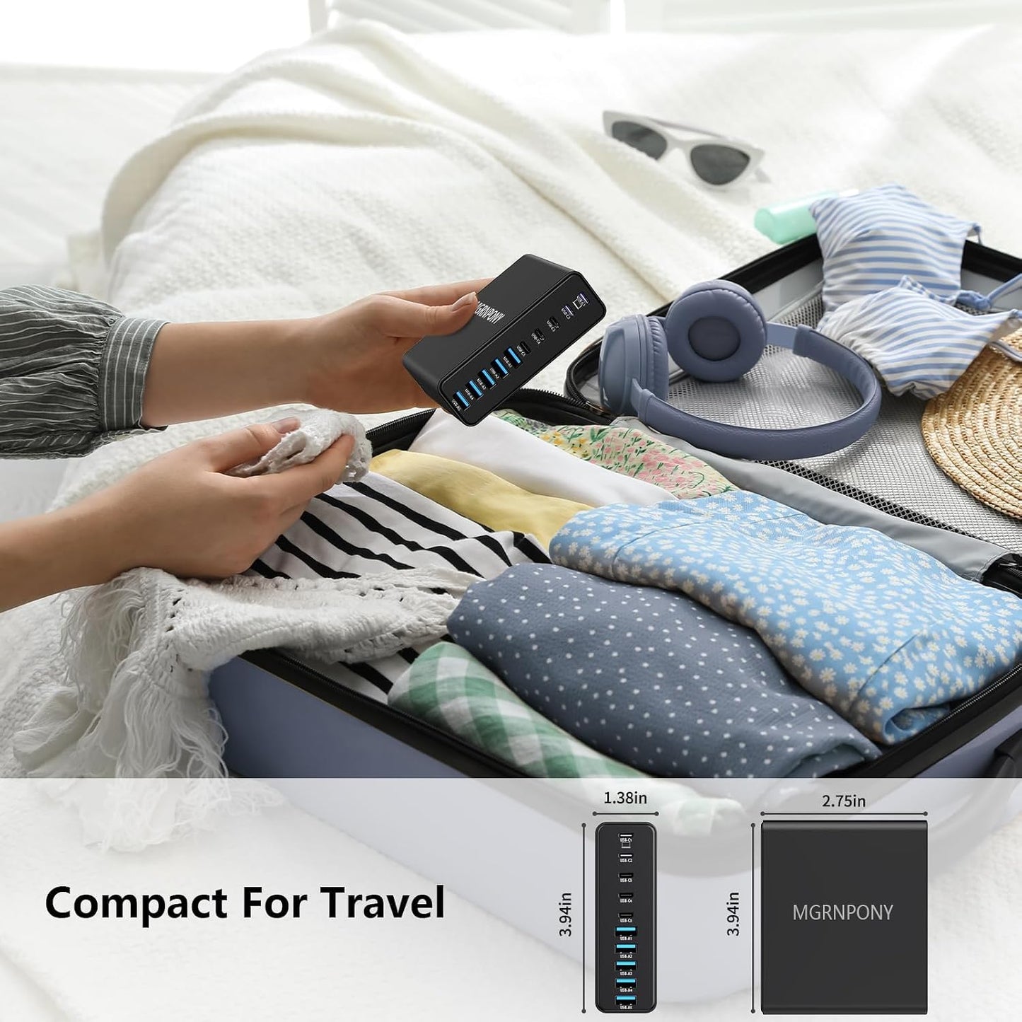 320W USB C Charger Block, 10-Port GaN USB C Charging Station Black | PD 65W Laptop Fast Charger Adapter for MacBook Pro/Air, DELL, iPad, iPhone, Samsung Galaxy