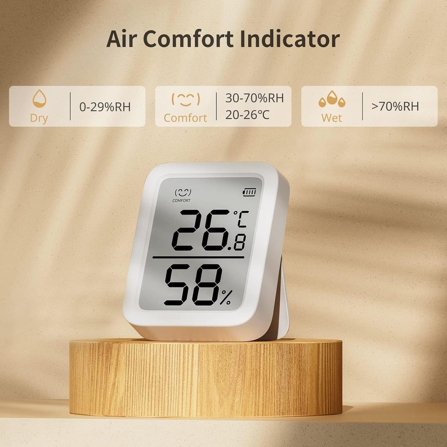 SwitchBot Thermometer Hygrometer, Bluetooth Indoor Humidity Meter and Temperature Sensor with App Control, Large LCD Display, Notification Alerts, Data Storage Export, Remote Monitor for Home (2 Pack)