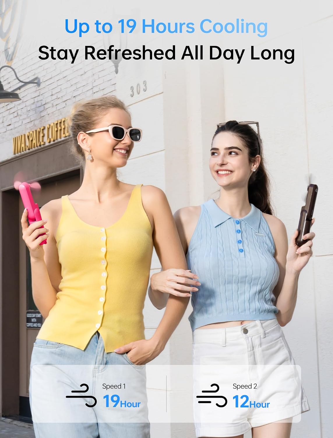 JISULIFE 3 IN 1 Portable Fan with Power Bank & Flashlight Featured | 19H Max Cooling, USB Rechargeable, Pocket-Sized Handheld Fan for Travel, Cruise, Concerts, Makeup, Summer Gifts for Women