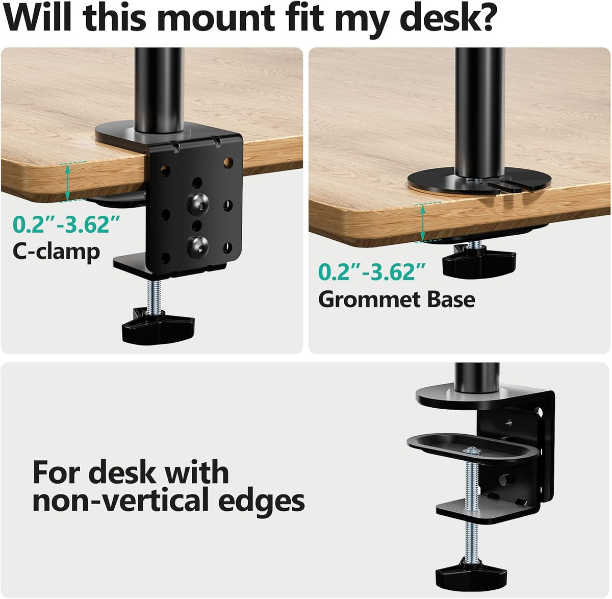 WALI Quad Monitor Desk Mount for 13-32 inch Computer Screens, 22lbs per Arm