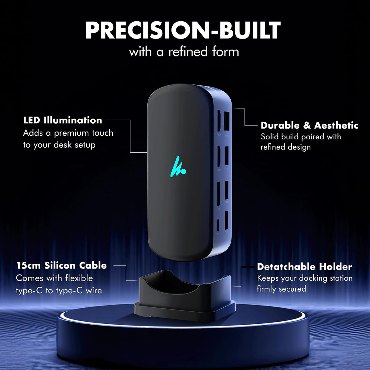 Type C 14 in 1 Wozoyo Docking Station, PD 100W, 2X4K@60Hz HDMI, 4K DisplayPort, 2XType-C 10Gbps, USB 10Gbps, Gigabit Ethernet, AUX Port, Compatible Thunderbolt 4, macOS, Windows, Android & iOS