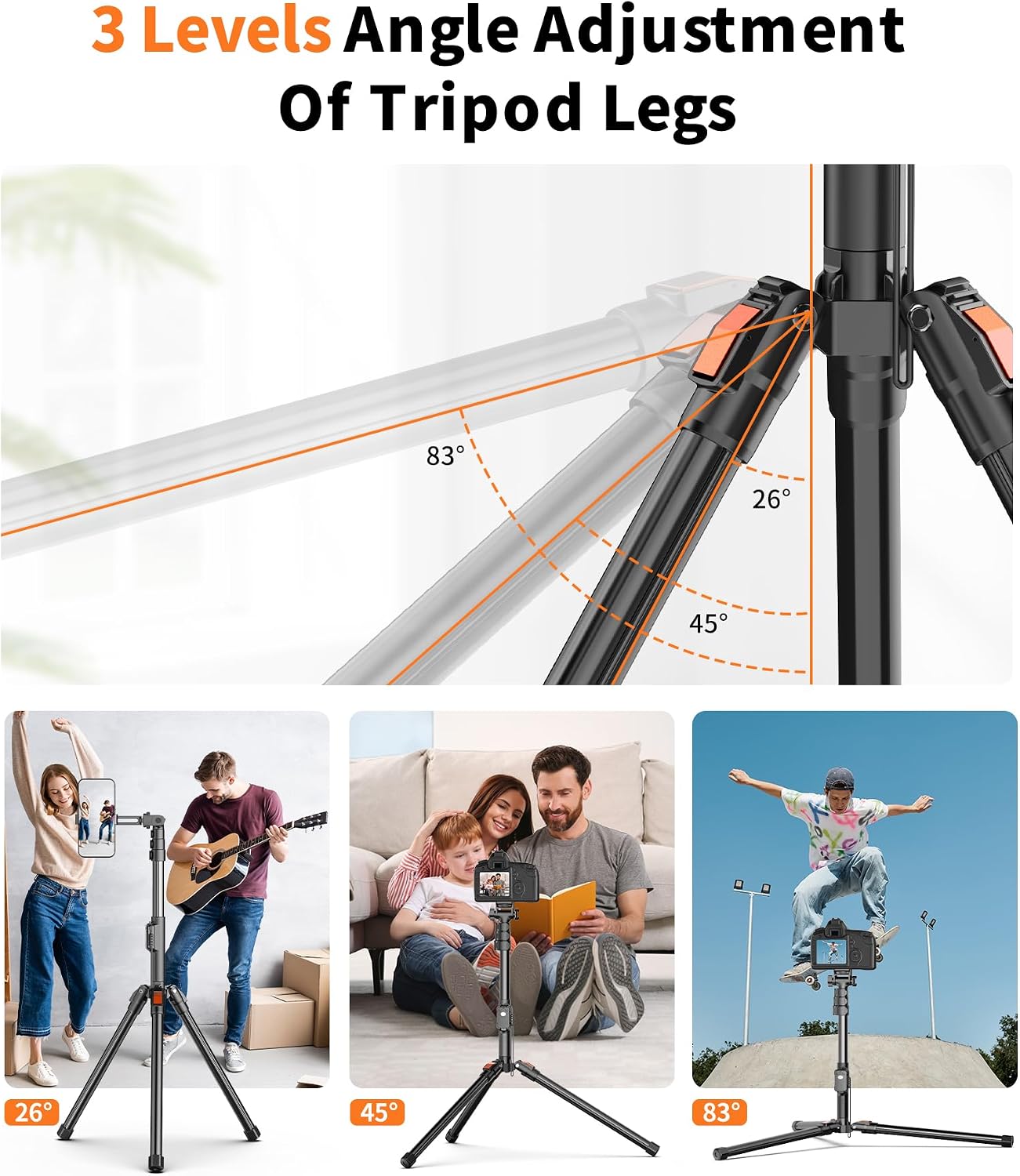 74" Magnetic Phone Tripod with Phone Clip for Magsafe, Camera Tripod | Aluminum Phone Tripod with Remote & Cold Shoe,Camera Stand Tripod for iPhone/Canon/Nikon/DSLR/Digital Camera Accessory Kits