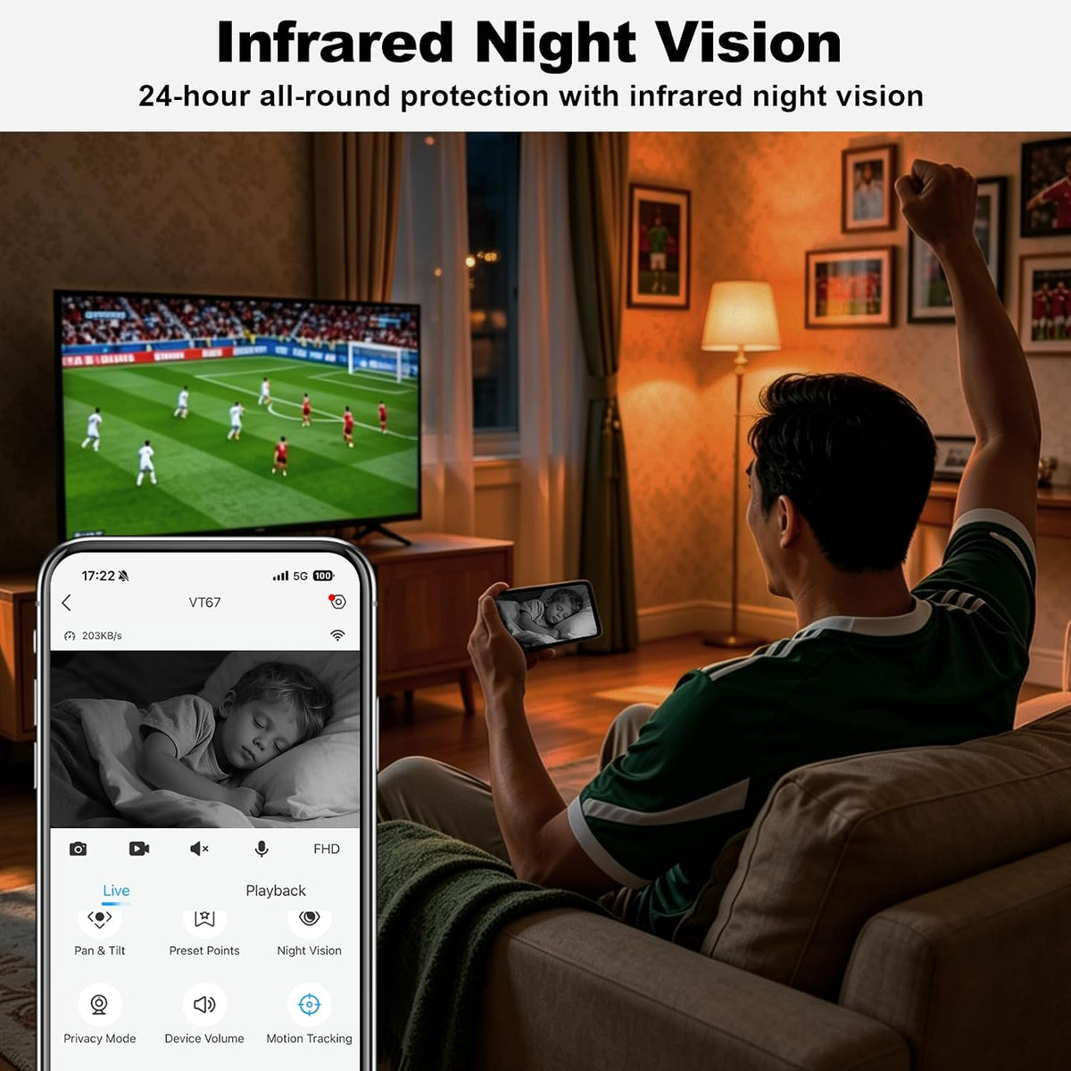 VTimes 1080P Pan/Tilt Indoor Camera, WiFi Cameras for Home Security
