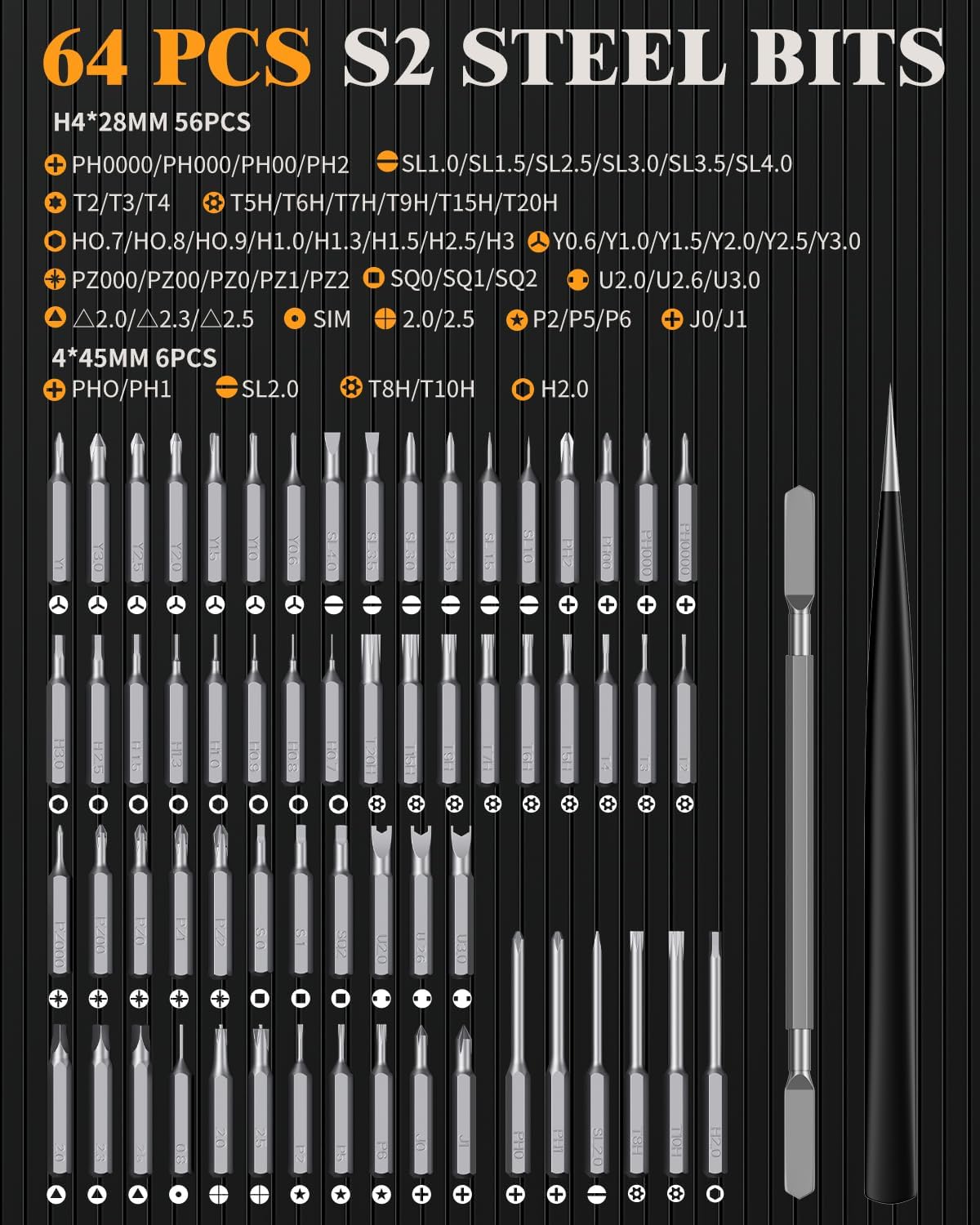 LCORE 67 in 1 Cordless Electric Precision Screwdriver Set, 62 Industrial S2 Steel Bits, 4 Adjustable Torque (0.05-0.35 NM), Magnetic Case, LED Lights for Electronics Phone Laptop Camera