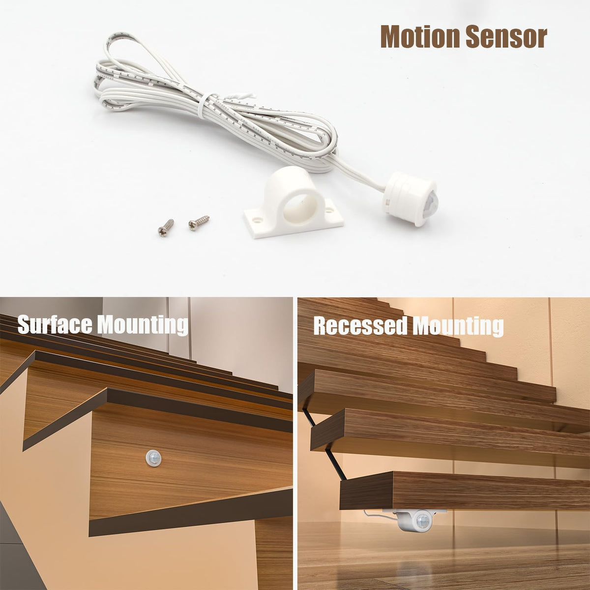 Wall Switch Control and Motion Sensor LED Stair Lighting Kit RW-5620, 40 Inches Long Cuttable LED Light for Indoor LED Stair Lights (Warm White 3000K, 12 Stairs)