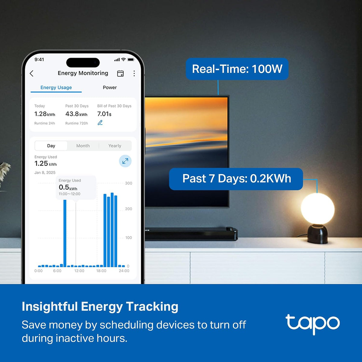 Tapo Smart Wi-Fi Power Strip, Matter, P316M, Energy Monitoring