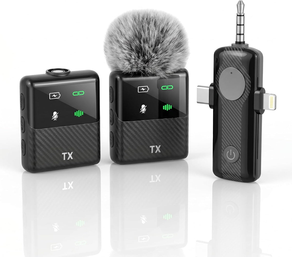 DORNLAT Wireless Lavalier Microphone, 3 in 1 Plug Play Lapel Mic for iPhone/Android/Camera, Noise Cancelling, Mini Compact Lavalier Mic for Vlog, YouTube, TikTok, Live Streaming, Record Interview