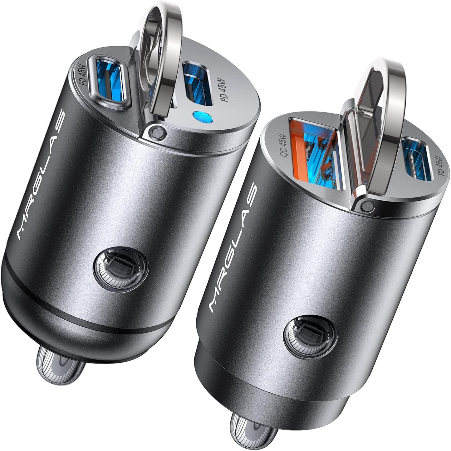 2-Pack 90W USB C Car Charger,[Super Mini Metal] Car Charger Fast Charging, PD+QC3.0 Type C Car Cigarette Lighter USB RV Power Adapter Compatible iPhone 17 16 15 Pro Max iPad Samsung S26 25
