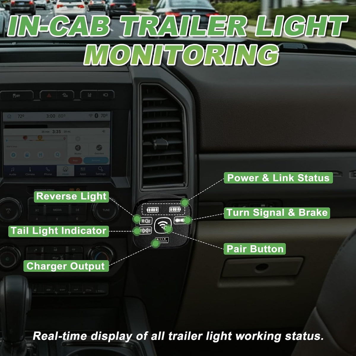 Agrieyes T328 Solar Wireless Tow Light Bar w/Receiver, Truck Towing Lights