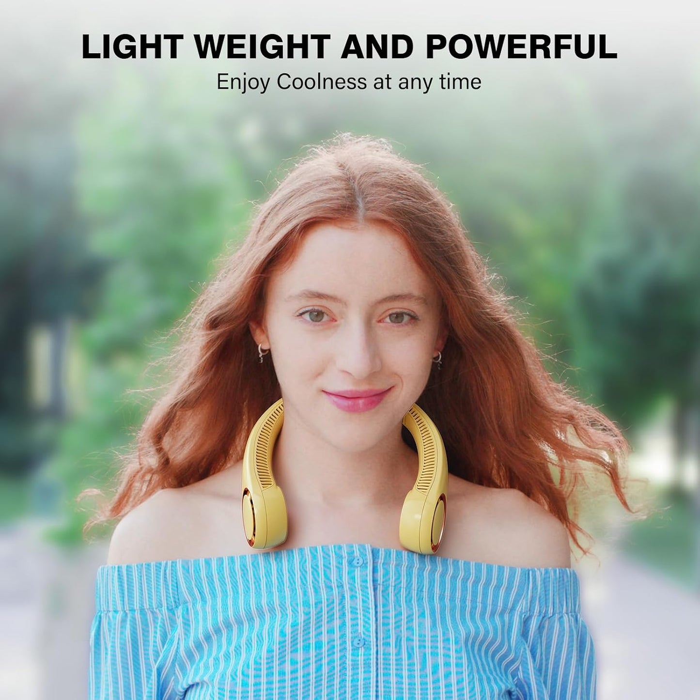 Morelax Neck Fan, USB Rechargeable Personal Fan,Hand Free Bladeless Portable Fans,4000 mAh, 3 Speeds,72 Air Faster softer 360° Cooling, Gift Suitable for Home, Office, Travel, Sports Amber