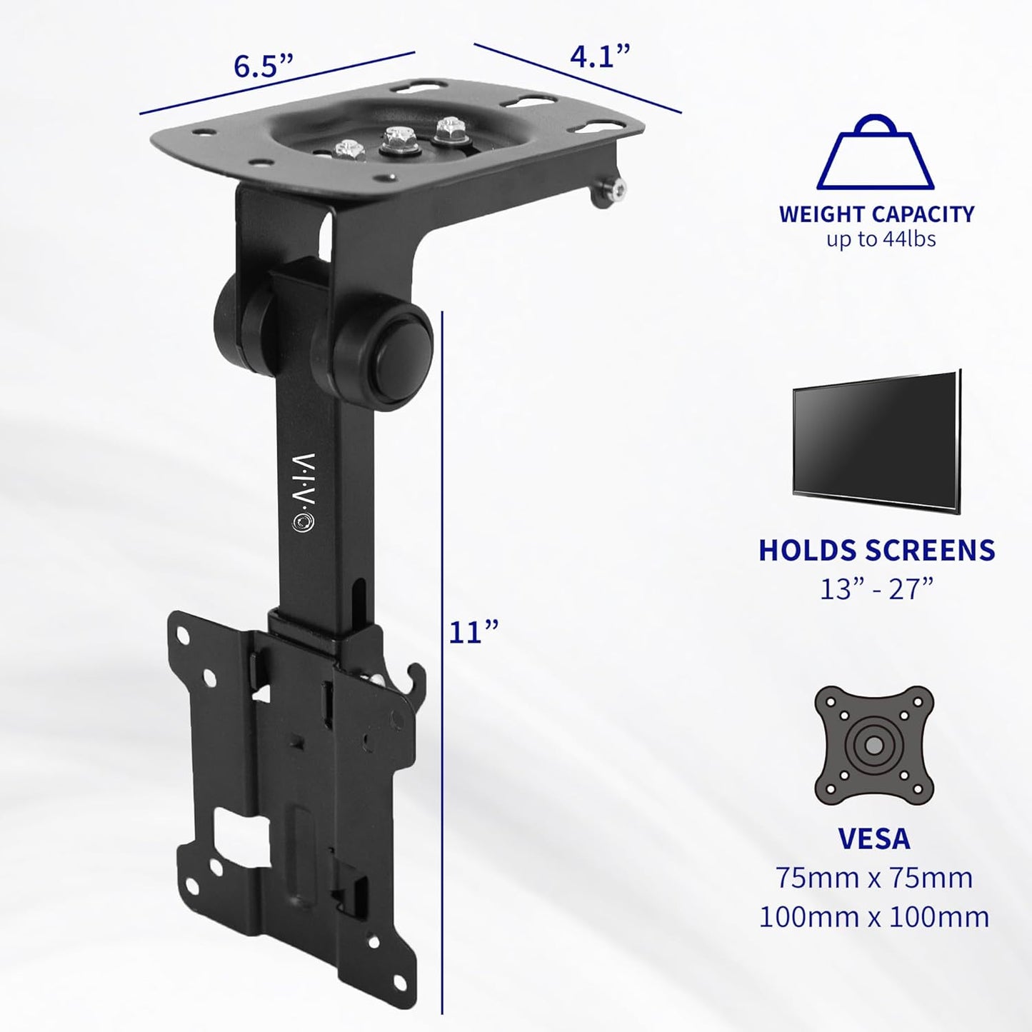 VIVO MOUNT-M-FD27 Manual Folding Ceiling Mount for 13-27 inch Flat Screens, Tilt Roof, Under Cabinet Mount for LCD TVs and Monitors