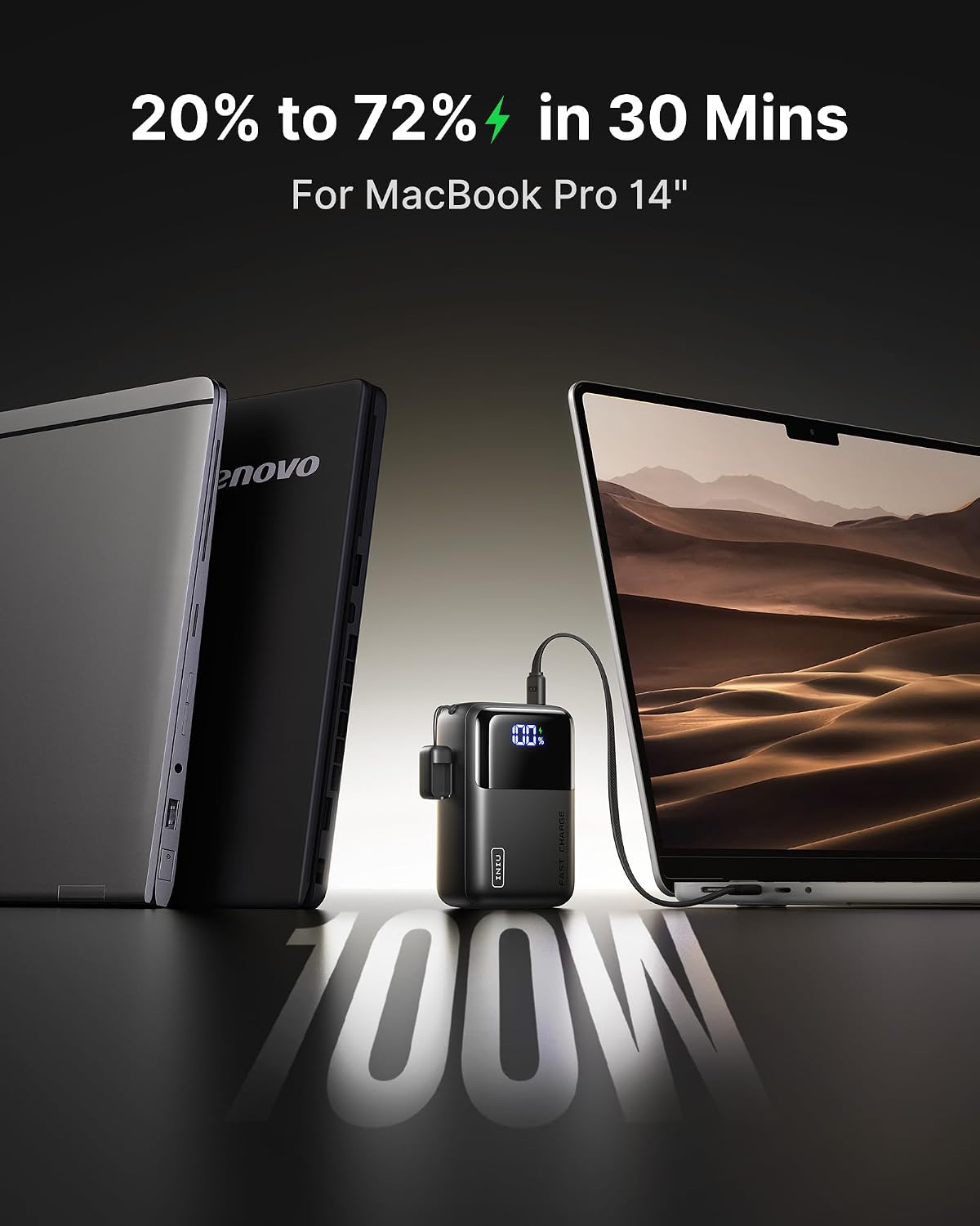 INIU Laptop Power Bank, Smallest 25000mAh 100W Fast Charging Battery Pack | USB C-Cable, Flight-Safe, Travel Essentials, Portable Charger for MacBook Pro, Dell, Steam Deck, iPhone etc
