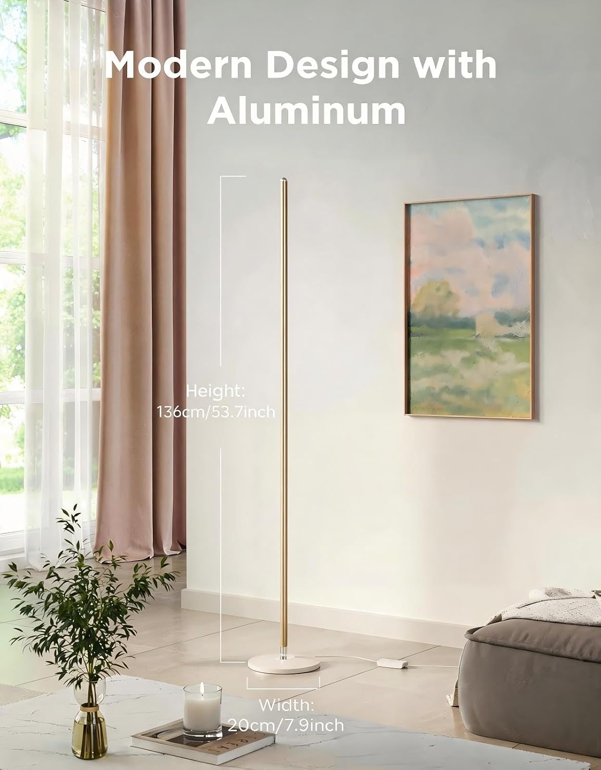 Govee RGBIC Floor Lamp Basic, 1000lm LED Corner Lamp | Works with Alexa, Smart Modern Floor Lamp with Music Sync and 16 Million DIY Colors, Color Changing Standing Lamp for Bedroom