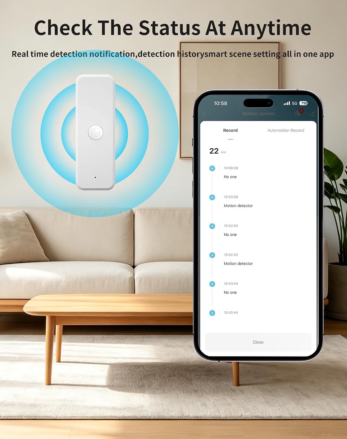 Zigbee Motion Sensor, Wireless Motion Detector,Colorpanda Zigbee Hub