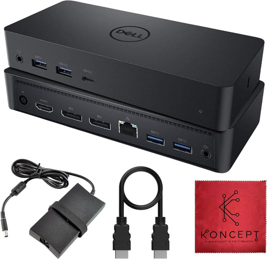 D6000 Dell Docking Station Dual Monitor with USB 3.0 & USB C - Universal Dock with 130W & HDMI Cable (Renewed)
