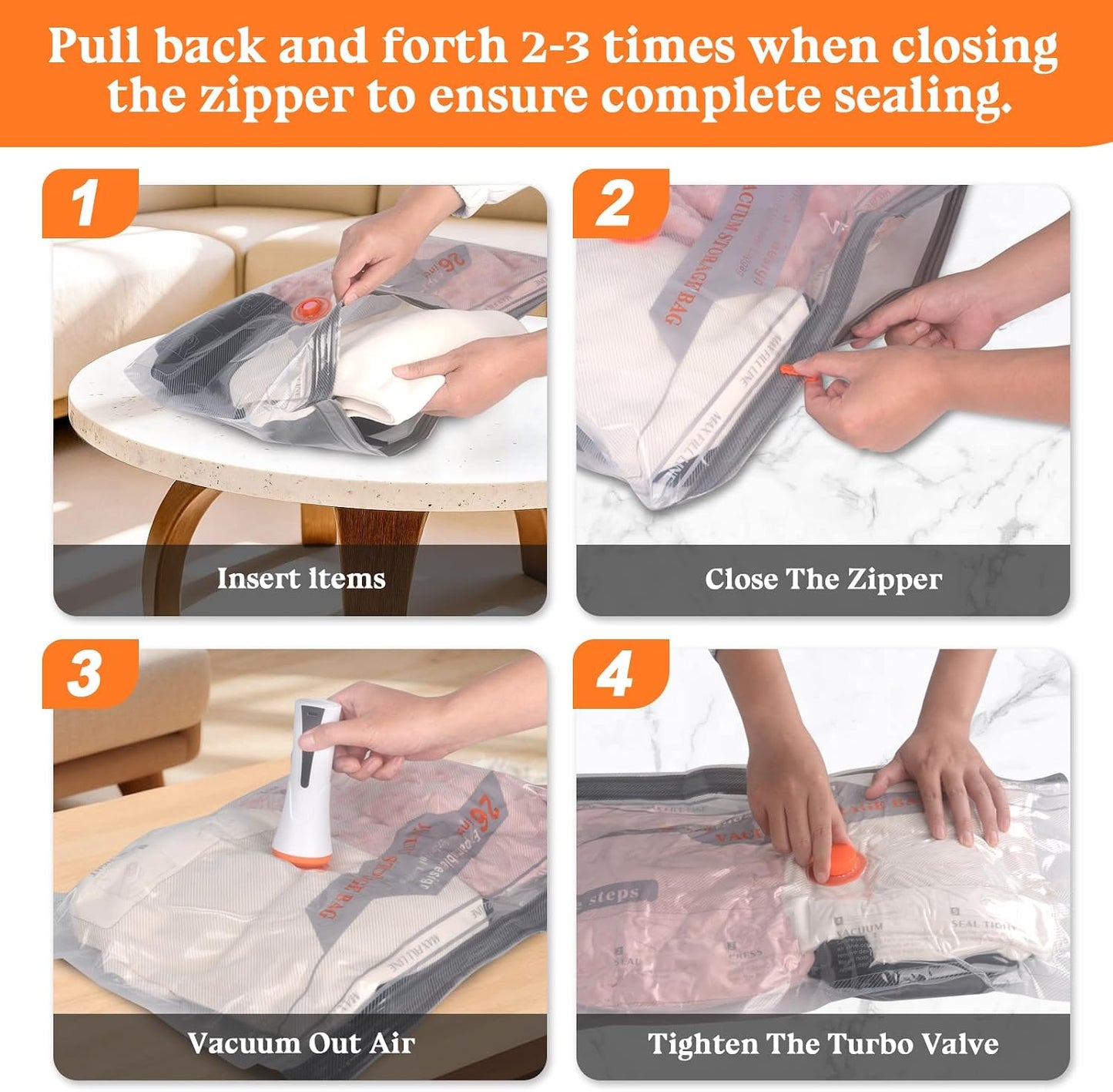 Vacuum Storage Bags for Travel with Rechargeable Air Pump - 16 Pack Vacuum Seal Bags for Clothing Space Saver, Compression Packing Bags for Suitcase Luggage, Blankets, Bedding, Seasonal Storage