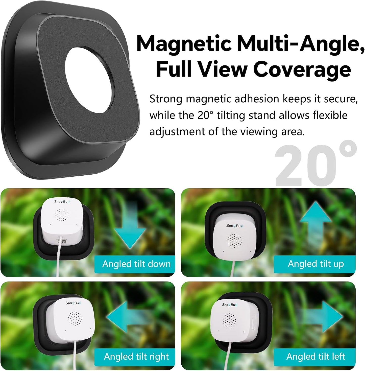3MP 2K AI Reptile & Aquarium Camera with Angle Magnetic Mount, Close-Focus Lens for Fish Tank Terrarium Lizard Snake Pet, 2.4G&5GHz WiFi, 24/7 Recording, Anti-Glare & No Reflection