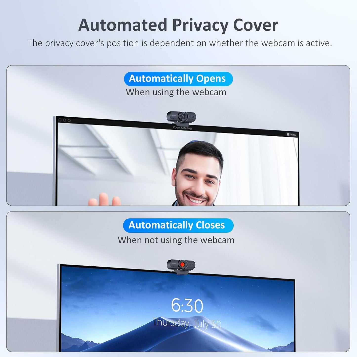 NexiGo HelloCam, 1080P Webcam with Windows Hello, True Privacy, Automatic Electronic Shutter, Computer Camera, Microphone, Facial Enhancement, HD USB Web Cam