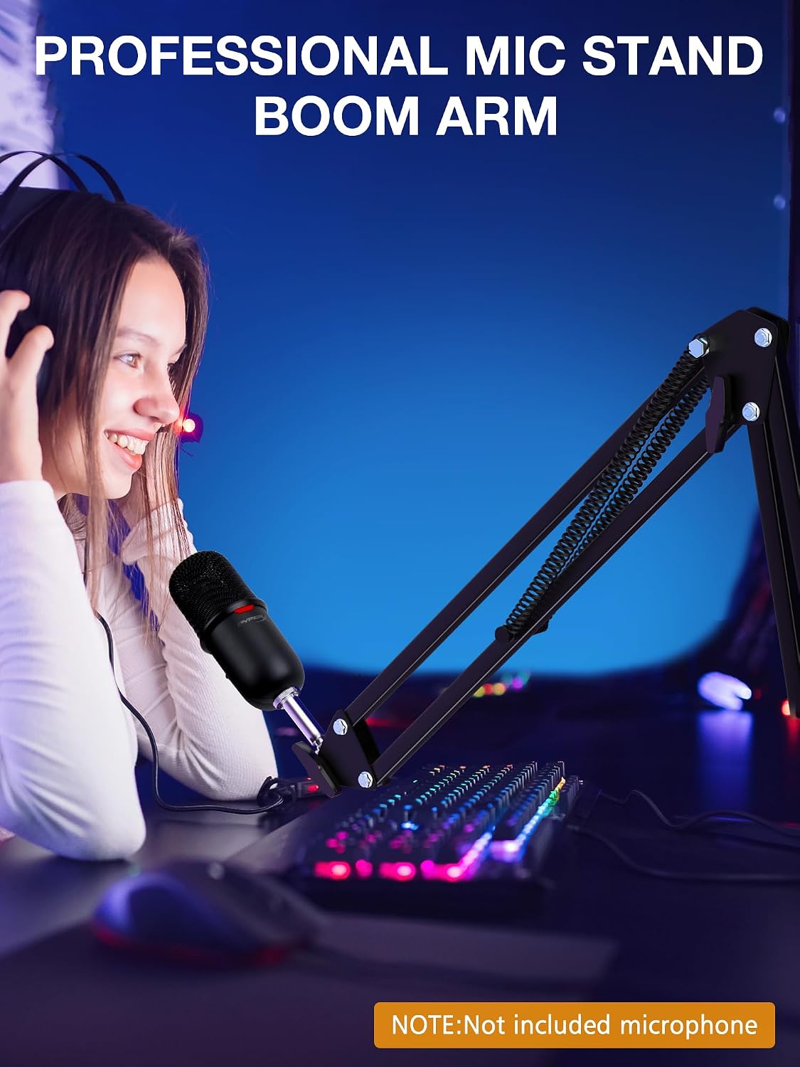 SoloCast Boom Arm Mic Stand, Adjustable Suspension Boom Scissor Arm Stand Compatible with HyperX SoloCast 2 & 1 Gaming Microphone by SUNMON