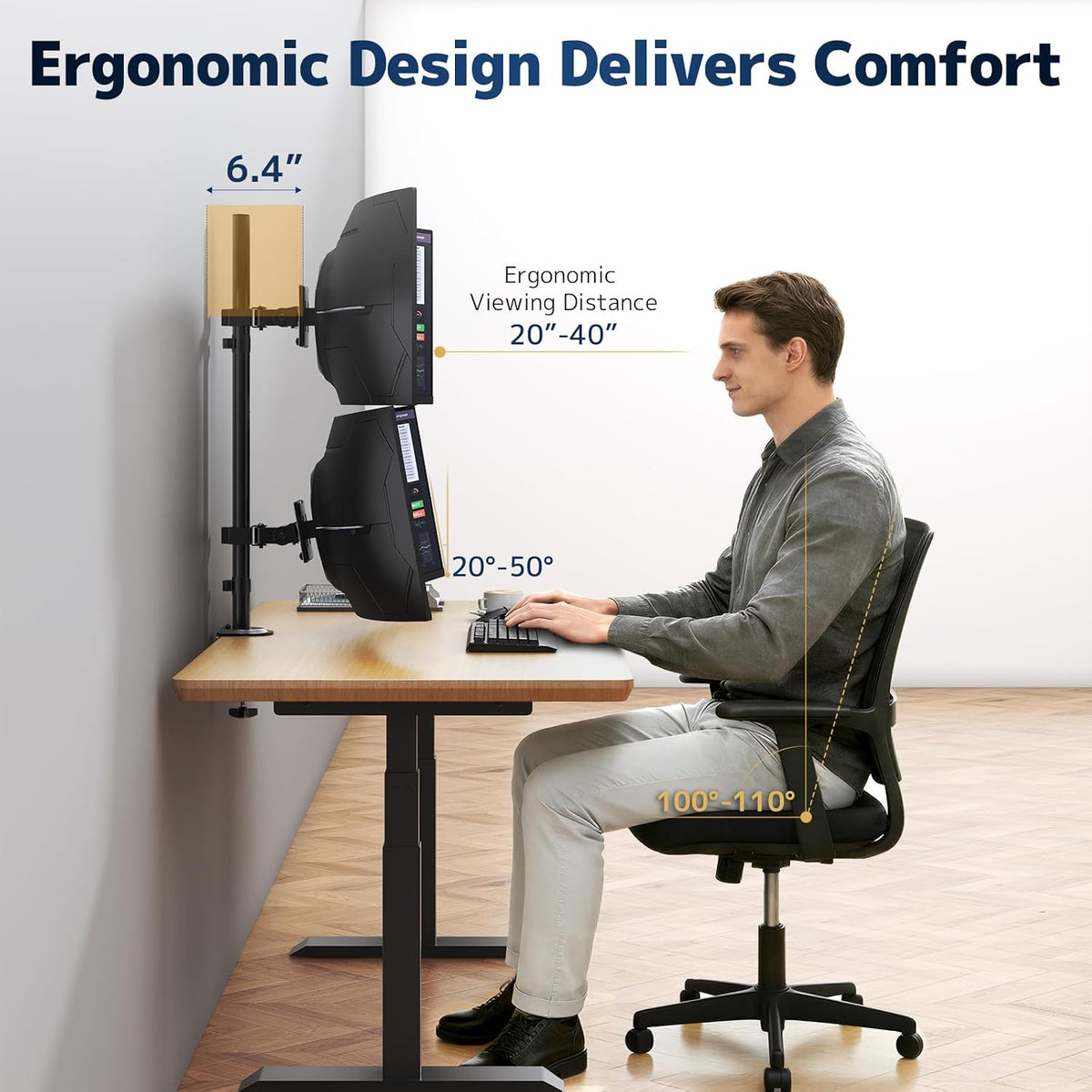 Dual Ultrawide Monitor Mount for 17-49'' Screens