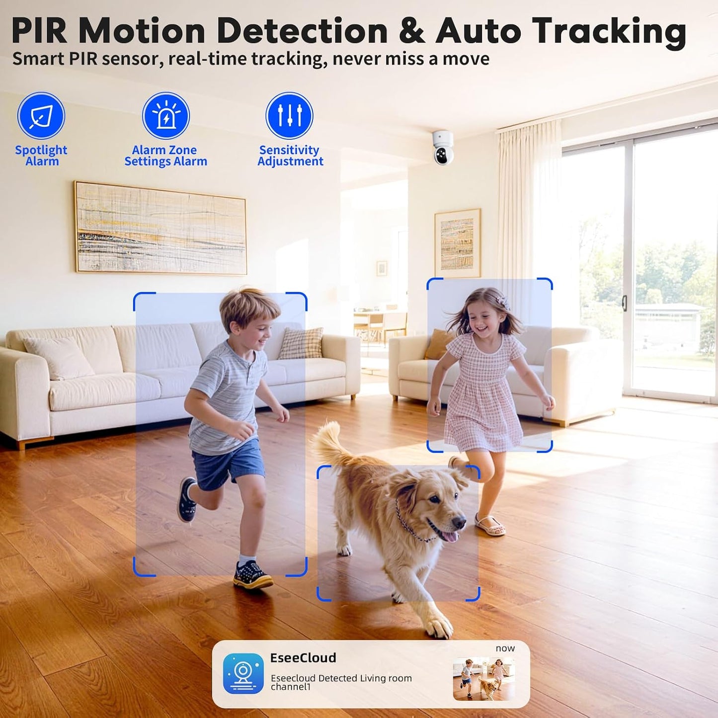 Noonkey Battery Powered Wireless Indoor Security Camera, 4MP HD Pan/Tilt Pet Camera w/ 6000mAh Rechargeable, 5G&2.4G WiFi 6,Motion Detection, Color Night Vision, 2-Way Talk, Home/Pet/Baby Monitoring