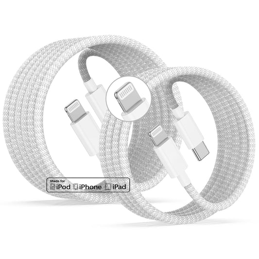 USB C to Lightning Cable, [Apple MFi Certified] iPhone Braided Fast Cable | 2Pack 6FT+10FT Power Delivery Type C Charging Cord for iPhone 14 13 12 11Pro Max/XS/Max/XR/8/7 Plus SE, iPad Air/Pro