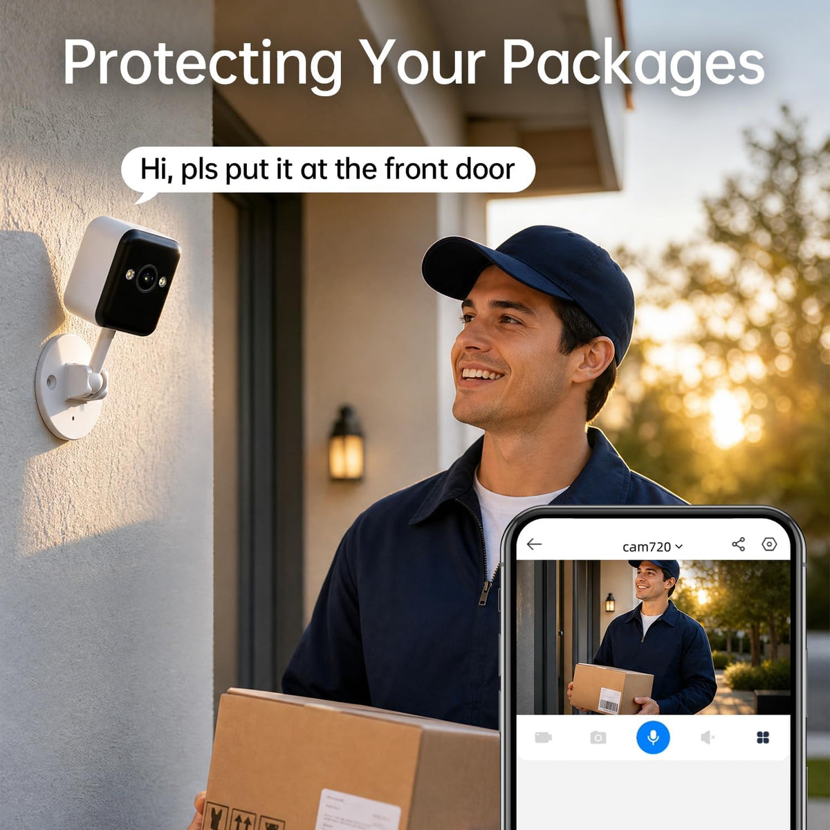 JOOAN 2K Indoor Outdoor Security Camera, 2.4G WiFi, IP66 Waterproof, Motion Detection, 2-Way Audio, Color Night Vision, for Baby/Elderly/Cat/Dog, Multi-User Shared, Local & Cloud Storage, Plug-in