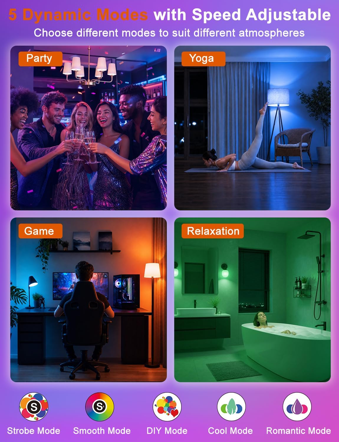 Color Changing Light Bulb with Remote 12W A19 E26 LED Light Bulbs 4 Pack