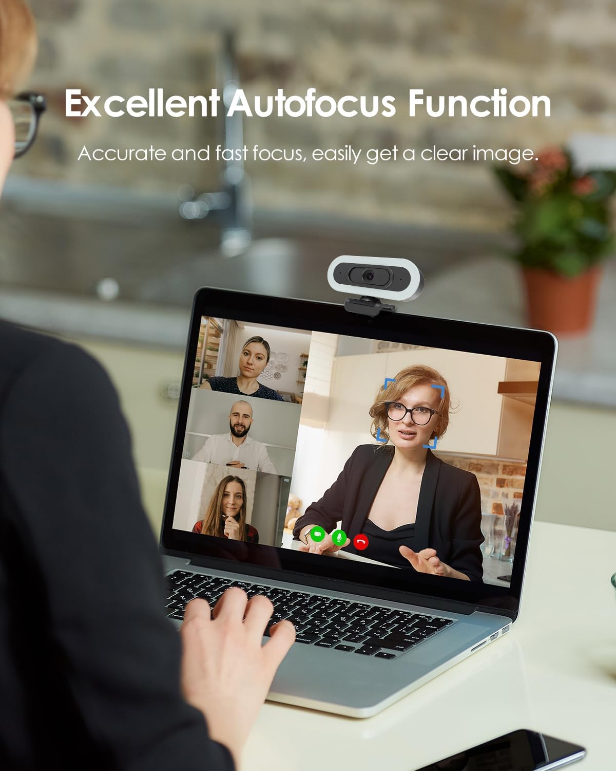 2K/60Fps Webcam, Streaming Camera with Fill RGB Lights, 1080P/60FPS Webcam, Autofocus, Dual Noise-Cancelling Microphones, Privacy Cover and Tripod for Computer, PC, Zoom
