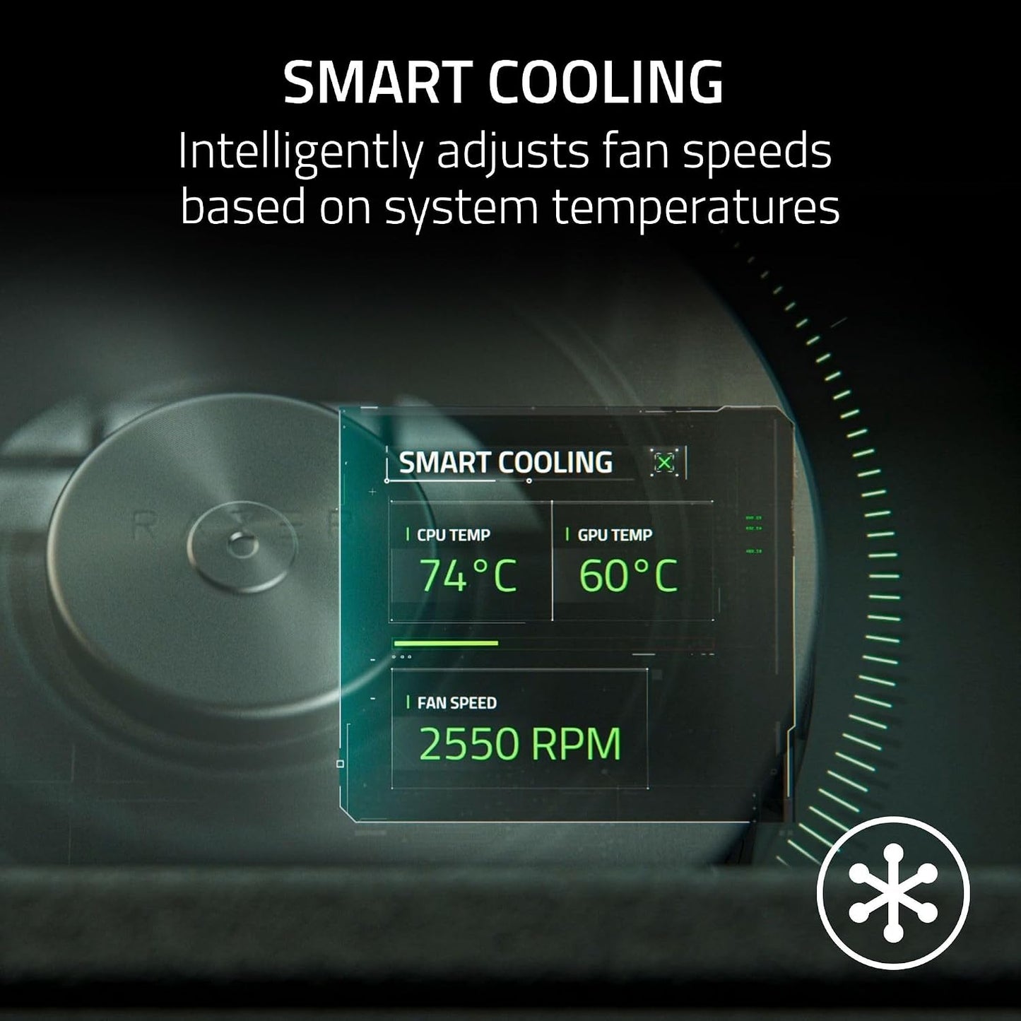 Razer Laptop Cooling Pad Adaptive Smart, Intelligent Fan Control | Airtight Pressure Chamber, Fits Most Laptops & Macbooks 14" to 18", Preset & Custom Fan Curves, 3 Port USB Type A, Chroma RGB