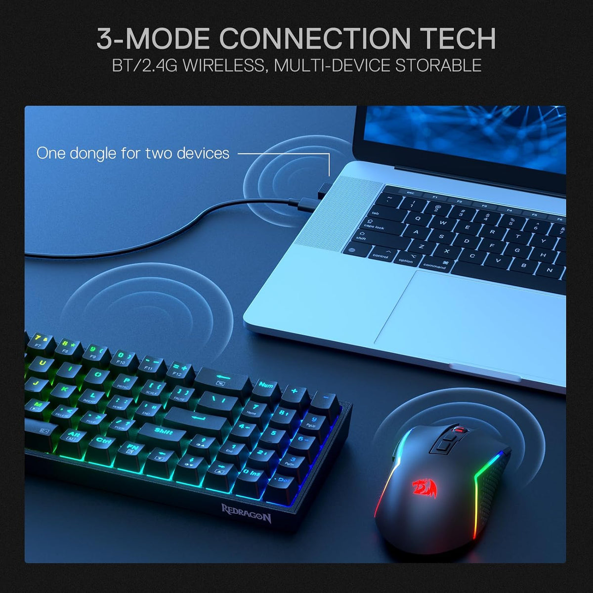 Redragon S136 Combo, K628 PRO 75% Wireless Gaming Keyboard + 7200 DPI Mouse | 78-Key Dedicated Arrow & Numpad, 0-Delay Tri-Mode Both Devices, Swap-Ready Socket, Shared Dongle, M693 5 on-board CPI Mice