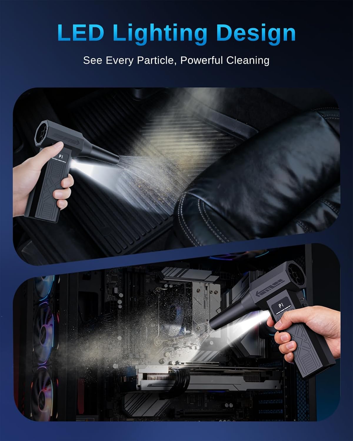 Compressed Air Duster,280000 RPM Electric Air Blower,Cordless Keyboard Cleaner with 5 Nozzles & 4 Speed Modes,Fast Charging for PC,Camera,Car and Home Cleaning