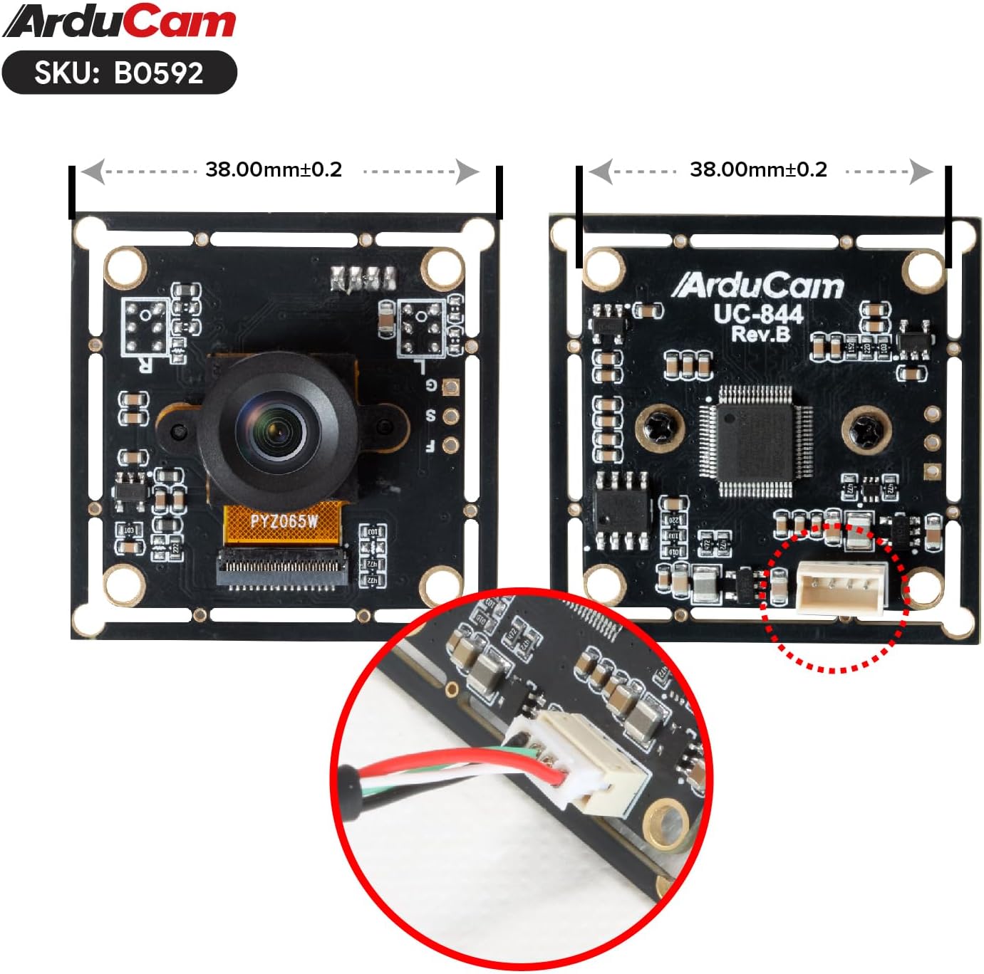 Arducam 120fps Monochrome Global Shutter USB Camera Module, 800P High Speed UVC Webcam with 130°D Wide Angle M12 Lens, for PC, Laptop, Android Devices & Raspberry Pi