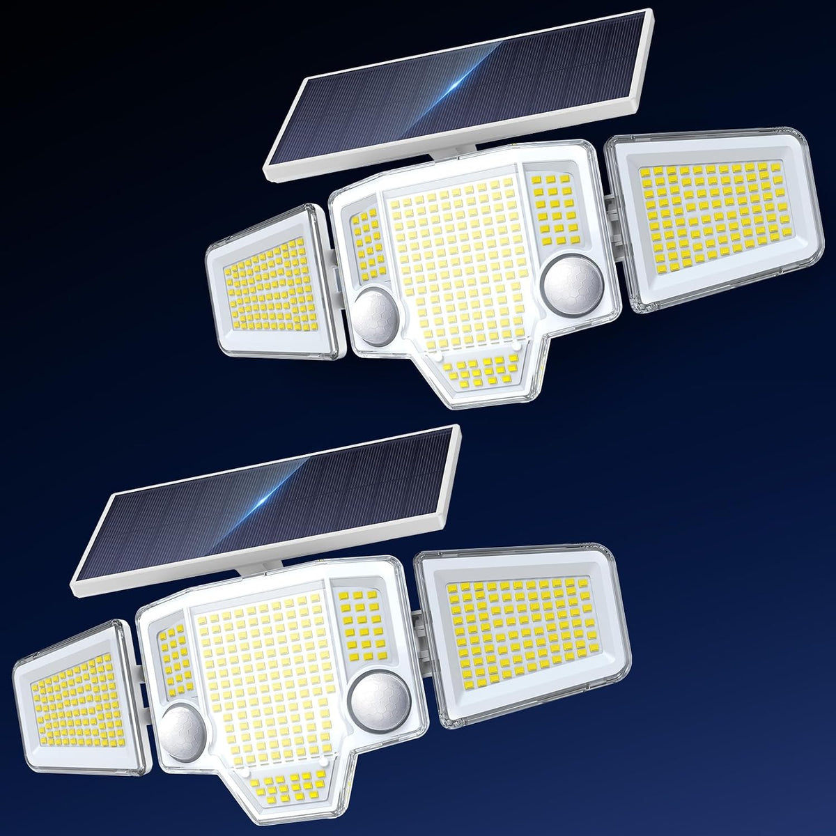 Solar Flood Lights,4000LM Dual Motion Sensor Outdoor Lights, White