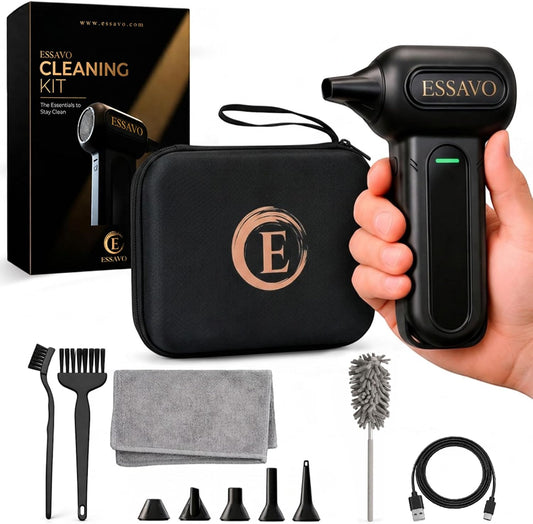 Compressed Air Duster 130,000RPM Cordless Portable Electric Air Duster with Brushless Motor & LED Light, 4 Speeds, USB-C Rechargeable for Keyboard, Computer, Car & Home Cleaning