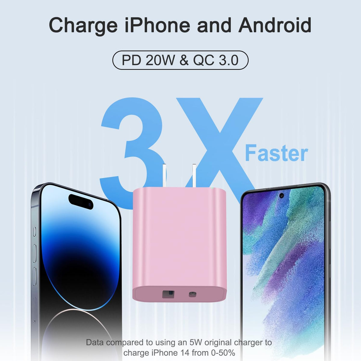 iPhone 17 16 15 Charger Fast Charging USB C Charger Block Type C Chargers Charging Block with 3 Pack 10FT Cable for iPhone 17/17 Plus/17 Pro Max/16/16 Plus/16 Pro Max/15 Pro Max/iPad Pro(Pink