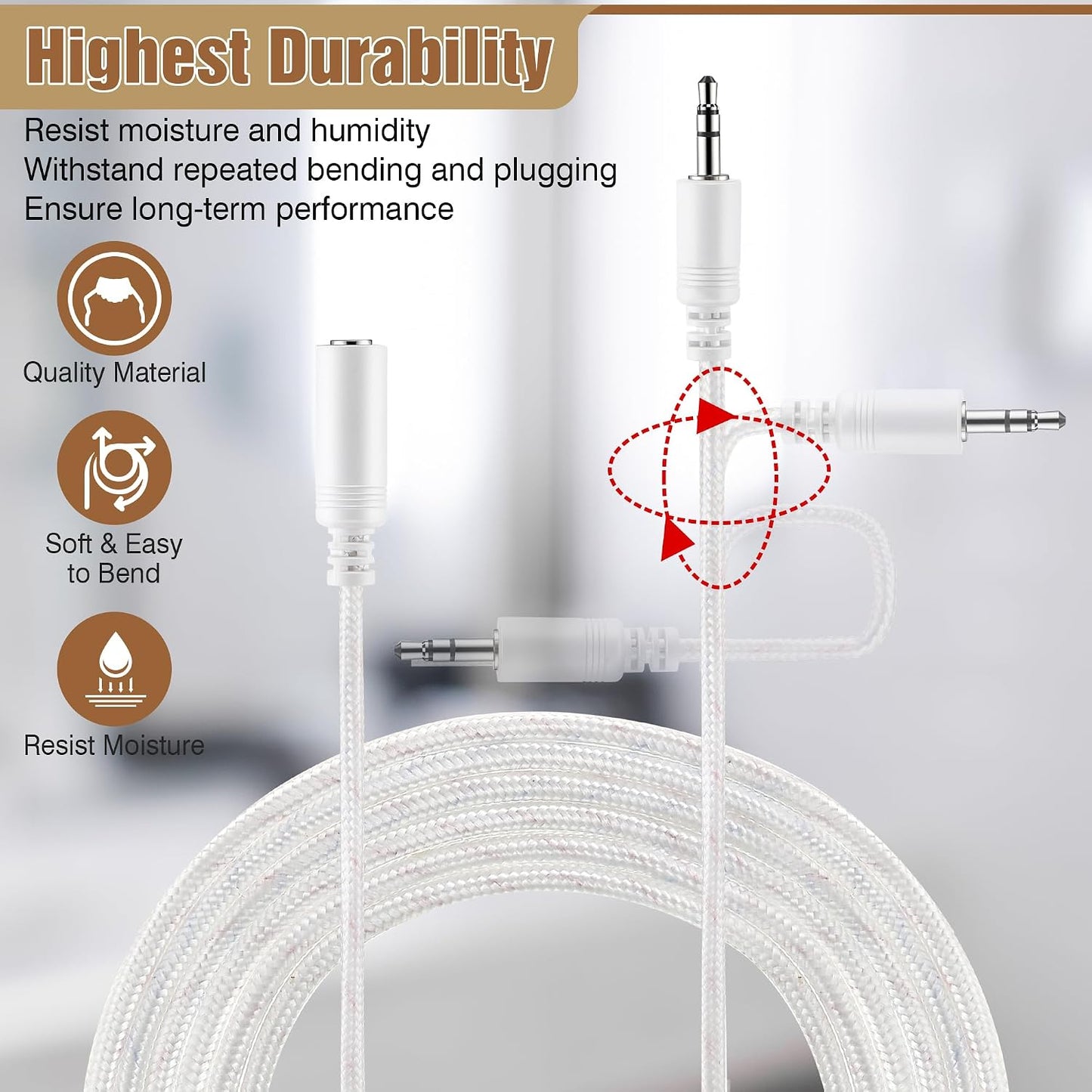Feekoon Foot Sensing Add Compatible with Moen 920-006, 6' Leak Sensor Extension Cable Accessory Compatible with Flo Smart Water Detector 920-004 920-005, White