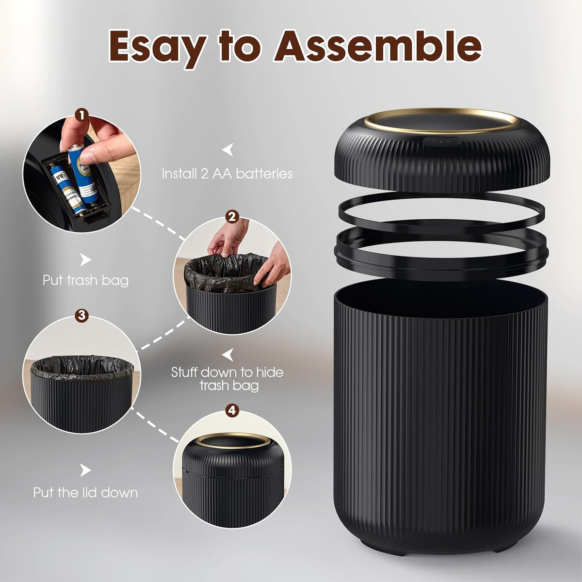 Procade Touchless Trash Can Bathroom,Small Motion Sensor Trashcan with lid