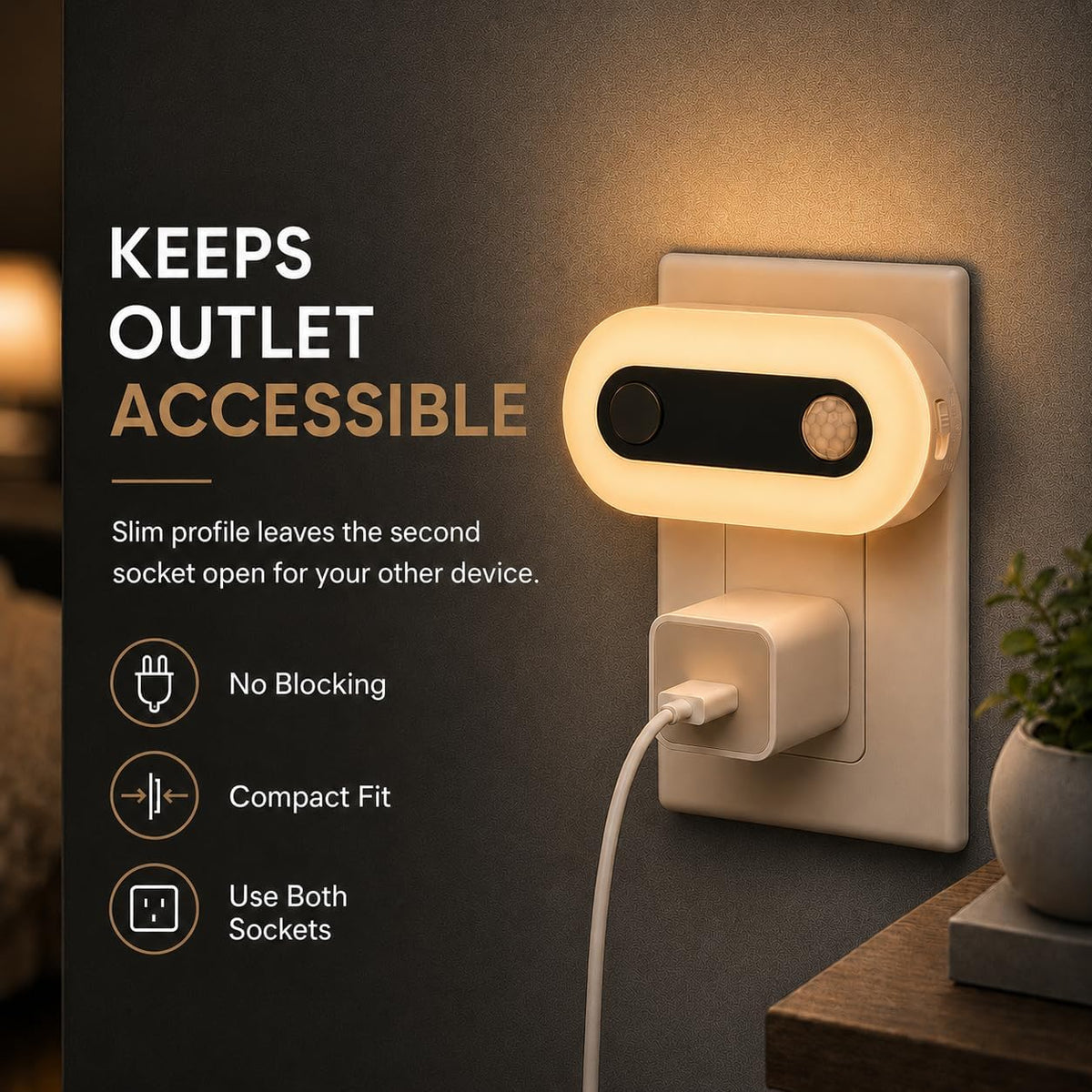 Plug in Night Light Halloween Amber Motion Sensor and Dusk to Dawn