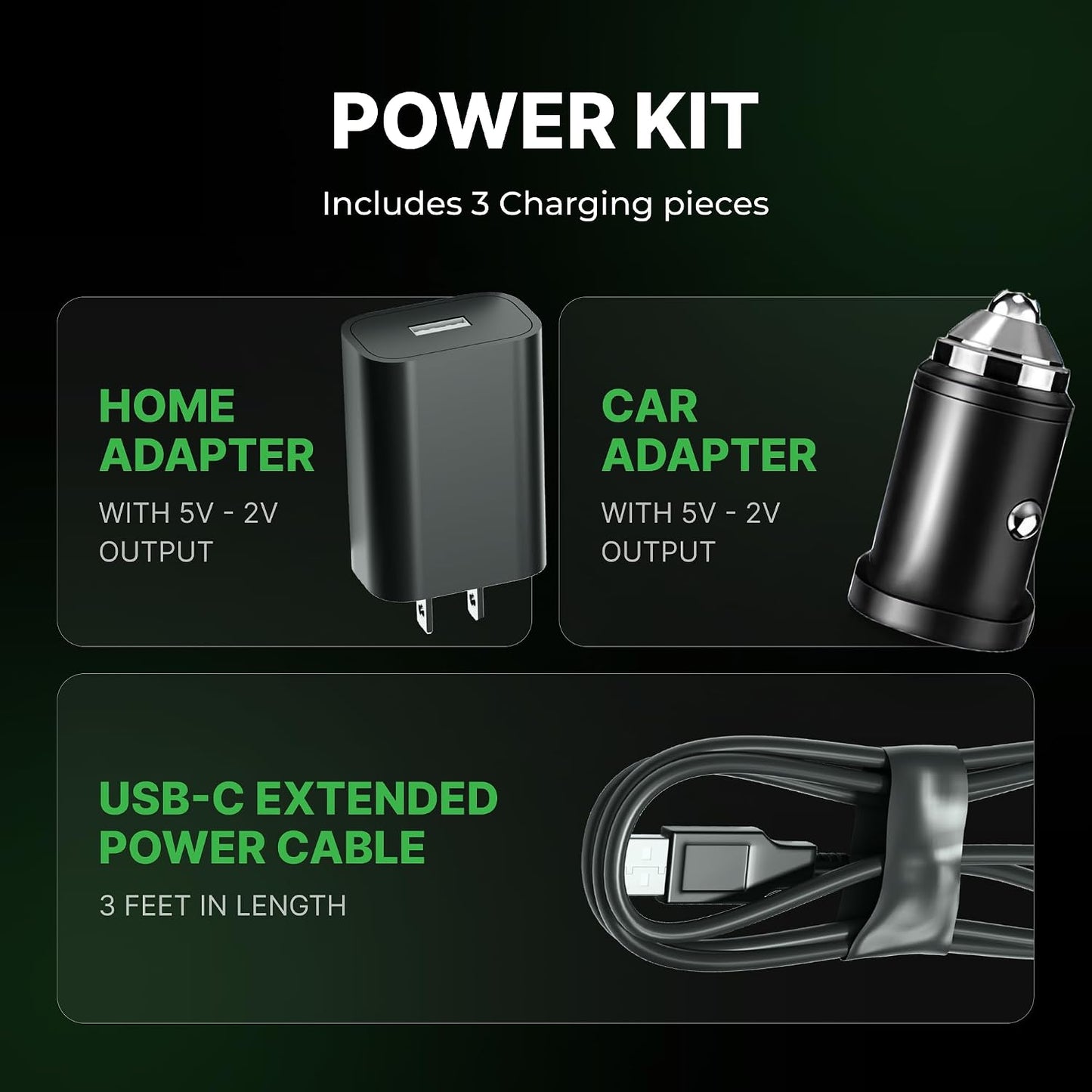 Airmoto Portable Tire Inflator and Car and Home Charger Bundle | Cordless Inflator with Digital Pressure Display, Power Kit Included for Car and Home Charging