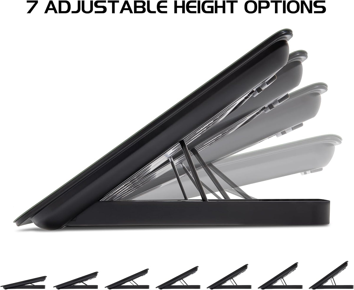 ENHANCE Aluminum Laptop Cooling Pad, 6-Fan Laptop Cooler Stand for 17 Inch Laptops, 7-Height Adjustable Riser with Fan Speed Control, USB Data Pass-Through, Modern Design for Home Office School (Sage)