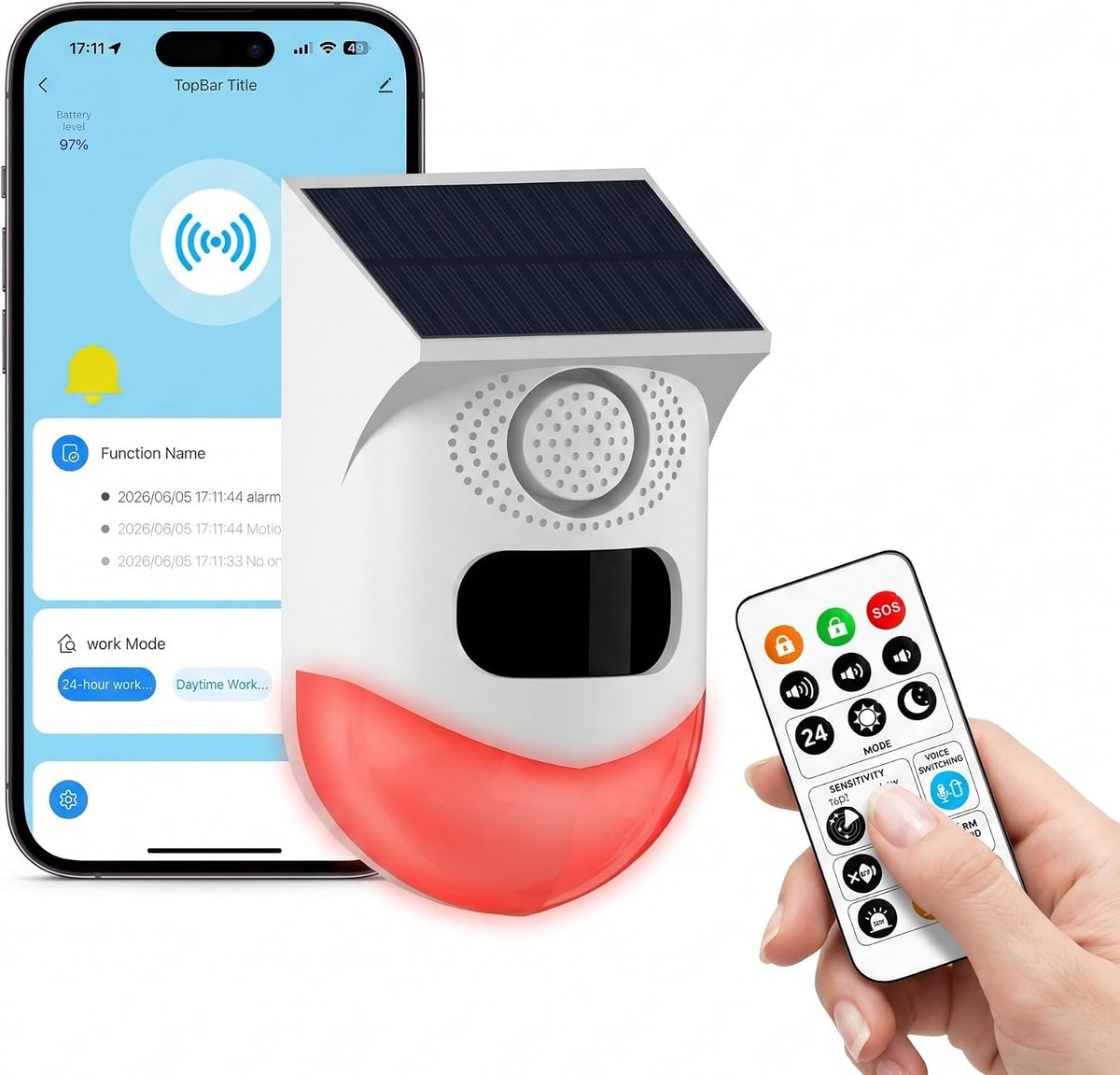 PILSAMAS WiFi Smart Solar Motion Sensor Alarm Outdoor with Free App Alerts