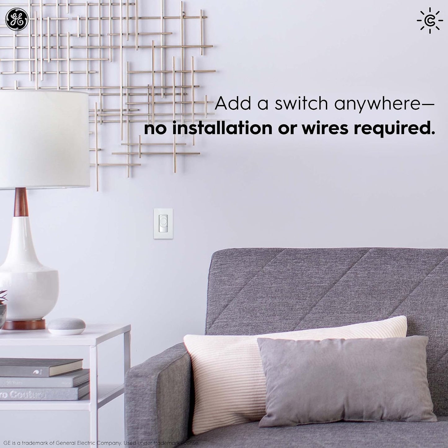 GE CYNC Smart Dimmer Switch, Wire-Free, Bluetooth, White (1 Pack)