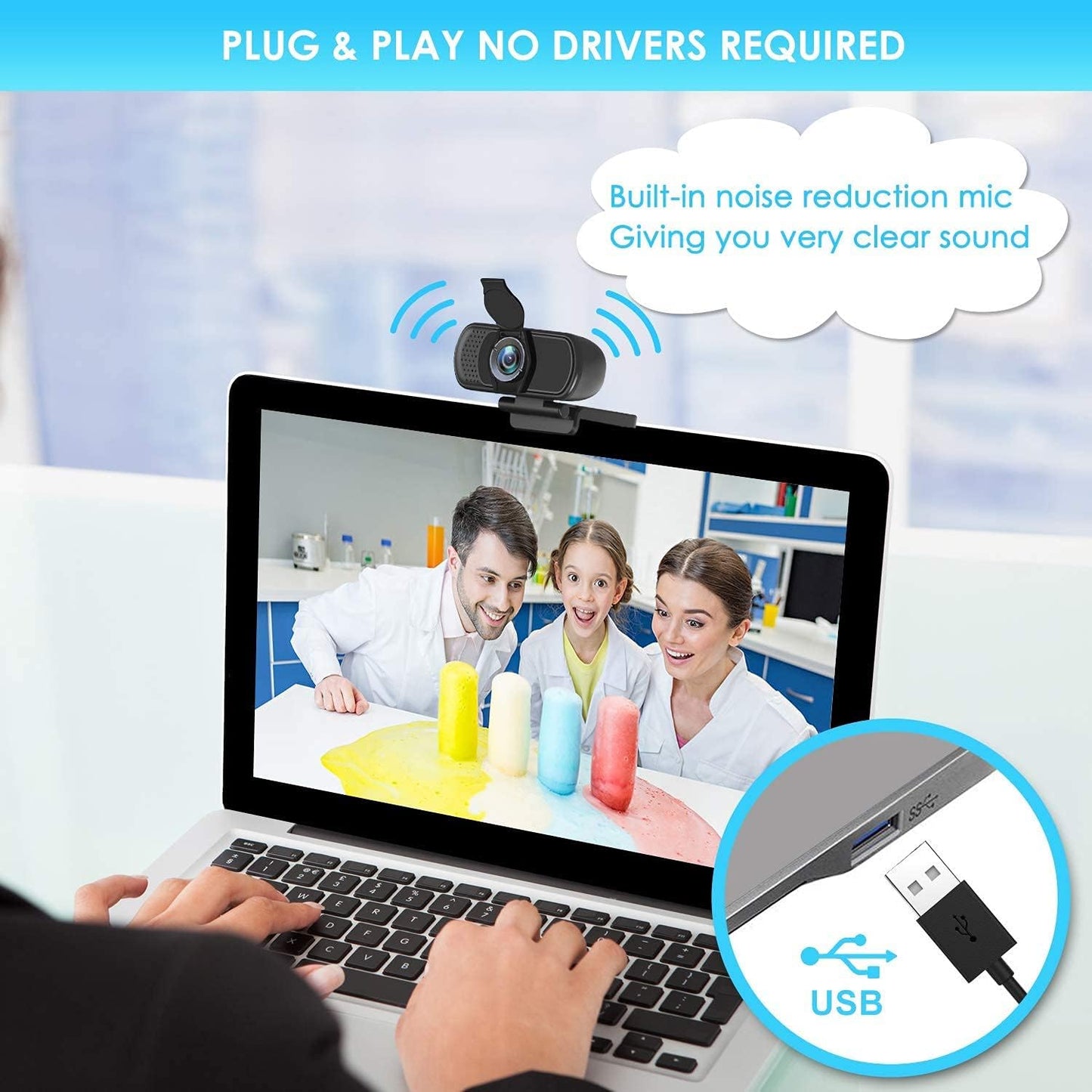 XPCAM HD 1080p Webcam with Microphone,USB Web Camera for Computer PC Laptop | PC Webcam with Cover/Tripod,110°FOV Wide Angle,Plug&Play Streaming Computer Camera for Laptop Mac Zoom,Teams,Twitch Gaming