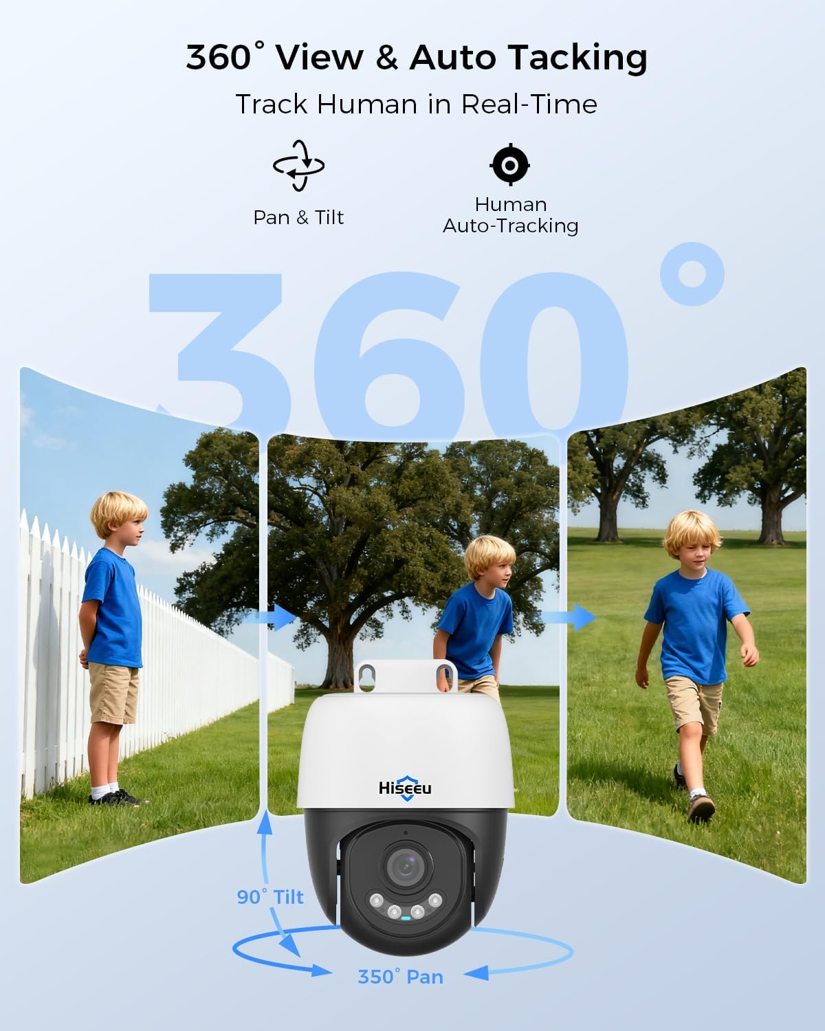 Hiseeu 4K PoE Security Camera System 8pcs PoE PTZ Cameras,360° View