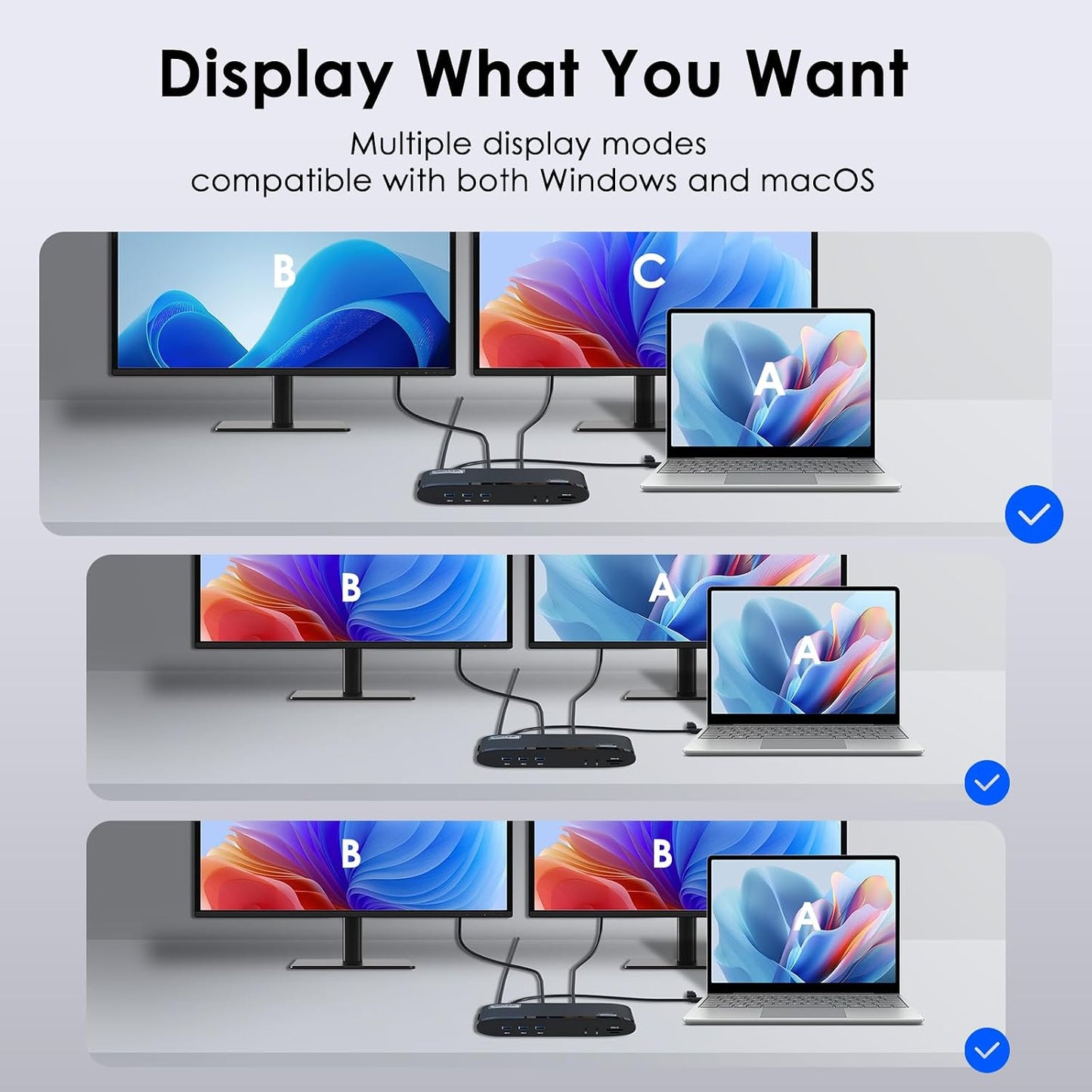 WAVLINK DisplayLink Docking Station, Dual Monitor for Mac M1/M2/M3/M4 & Windows, 14-in-1 with 100W 2 DP/2 HDMI 4K, SD/TF, 5 USB Ports, Ethernet, Audio