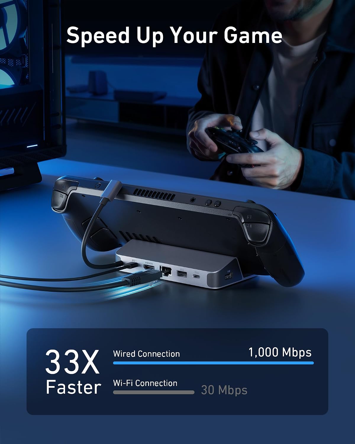 Anker Steam Deck Dock, 6-in-1 4K@60Hz HDMI Docking Station for Steam Deck | 4K HDMI, 1Gbps Ethernet, 2 USB-A, USB-C Port, Fast Charging, for Steam Deck (OLED)/ROG Ally/Legion Go (Not for Rog Ally X)