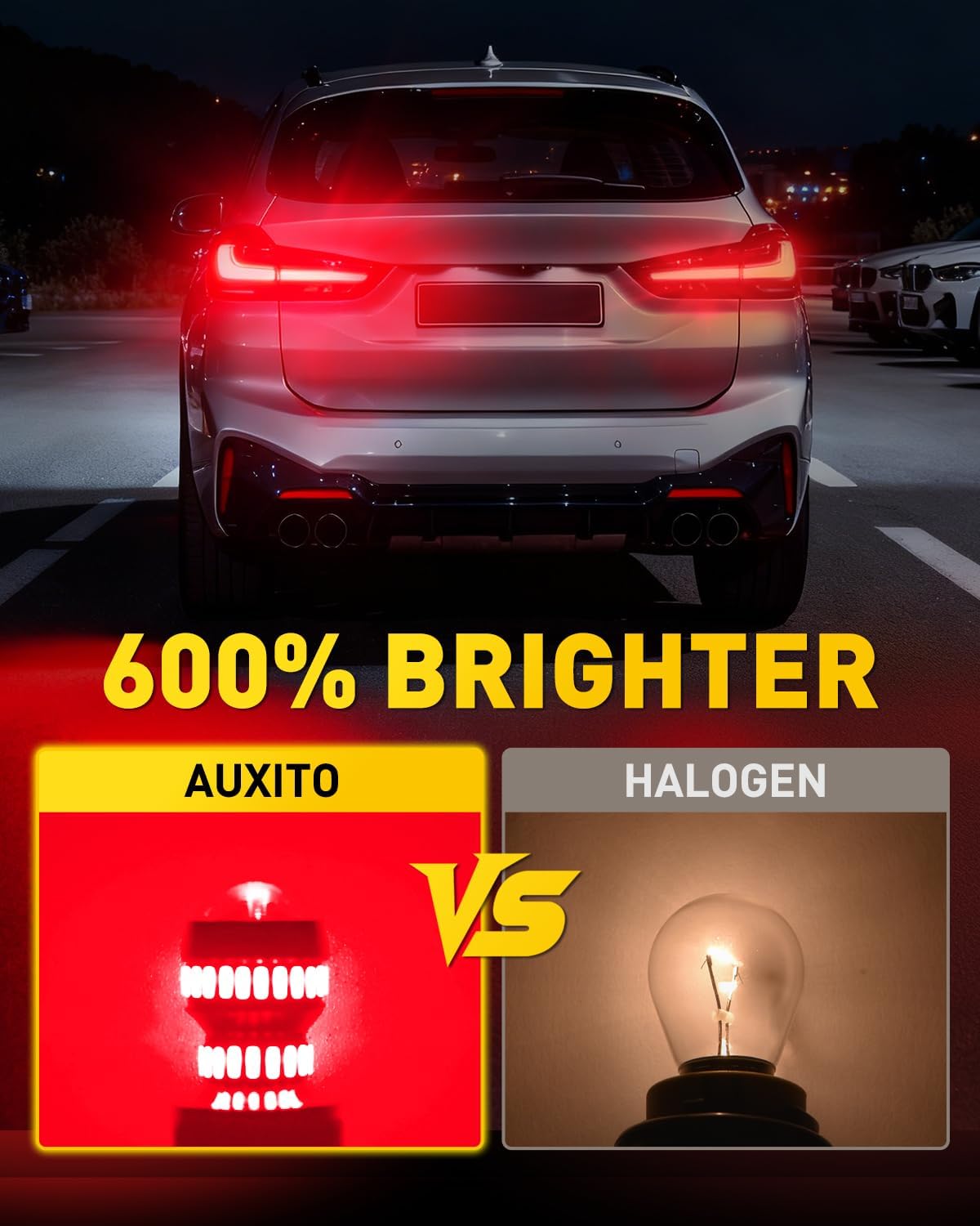 AUXITO Upgraded 1157 2357 LED Bulb Red for Tail Lights Brake Lights Super Bright 2057 2357 7528 BAY15D LED Replacement Light Kit for Tail Stop Brake Signal Running Lights, Pack of 2