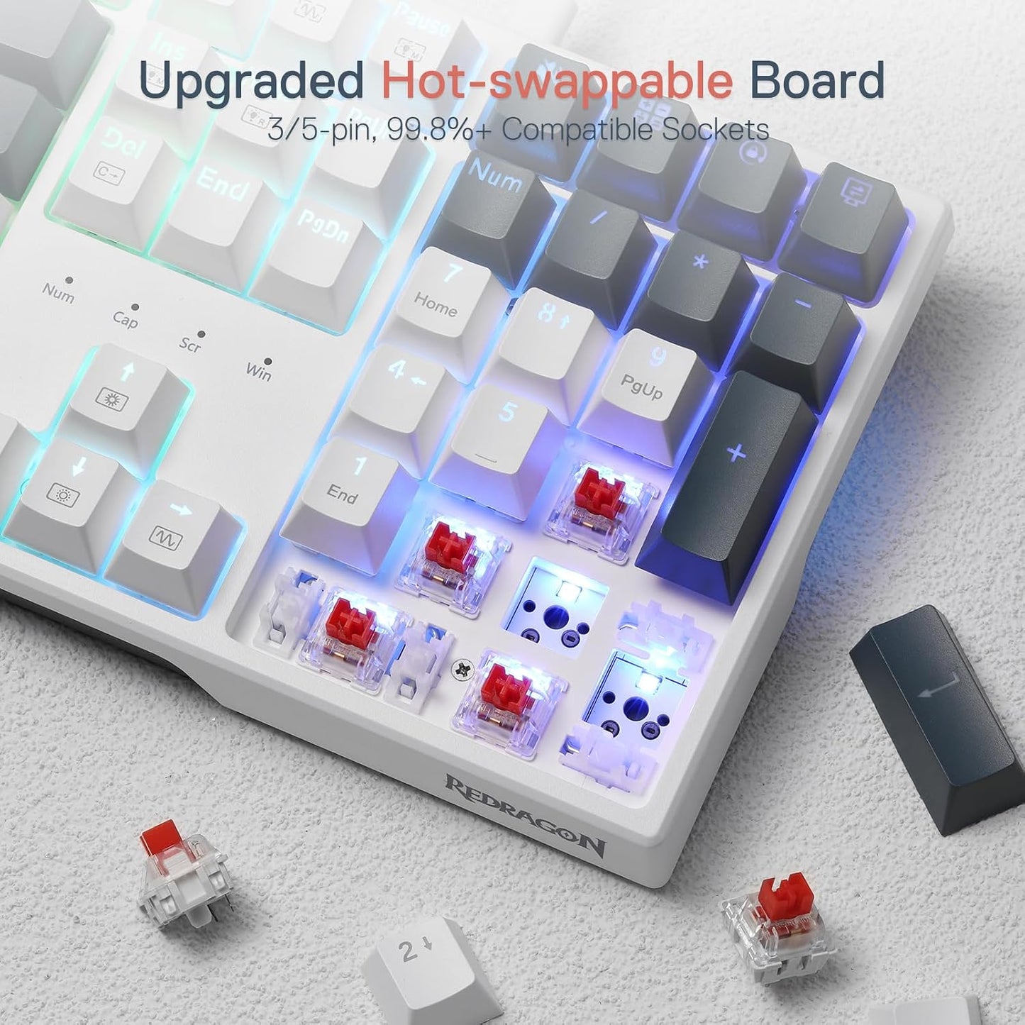 Redragon K668 108-Key Hot-Swap Wired RGB Gaming Keyboard, Extra 4 Hotkeys | Dedicated Shortcut Keys for Mute, Calc & Desktop, Cushioned Noise Dampening for Creamy Thocky Sound, Swap-Ready, PRO Software